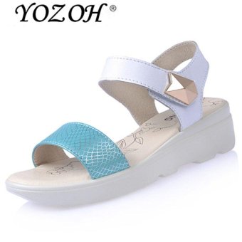 YOZOH Summer fashion sandals,ladies sandals leather flat preparation shoes-Blue - intl  