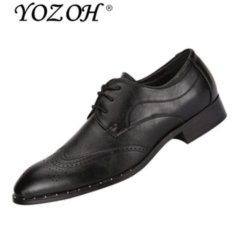 YOZOH Summer new Bullock carved England shoes men business casual shoes-Black - intl  