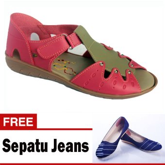 Yutaka Casual Flat Shoes Baru - Pink + Gratis Yutaka Flat Shoes - Jeans Biru  