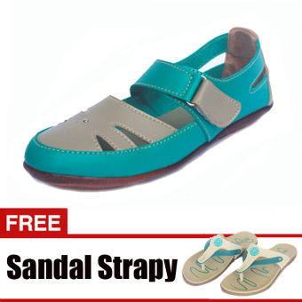 Yutaka Casual Flat Shoes - Hijau + Gratis Yutaka Sandal Strapy - Krem  
