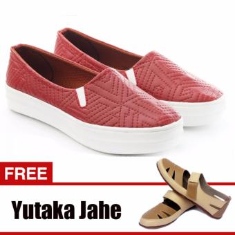 Yutaka sepatu slip on merah free sepatu flat krem  