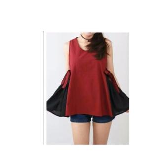 Yuvie clothing sleeveless 2tone ribbon maroon  