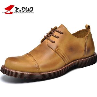 Z.SUO Men's Business Leather Wedding Dress Shoes Formal Classic Cap Toe Lace up Oxfords (Light Brown) - intl  