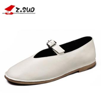 Z.SUO Women's Fashion Loafers Leather Shoes (White) - intl  