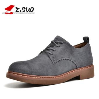 Z.SUO Women's Fashion Oxford Lace-Ups Suede Leather Shoes (Grey) - intl  