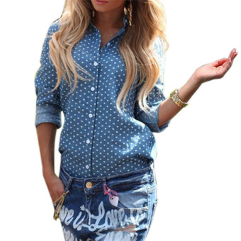 Zanzea 2016 Fashion Ameirican Apparel Women Blouse Casual Lapel Long Sleeve Buttons Sexy Back Slit Blusas Shirts Blue Tops Plus Size  