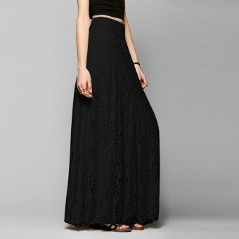 ZANZEA 2016 Summer Style Fashion Women Lace Shirt Elegant Maxi Long Double Layer Elastic High Waist Black Skirts Saia S-XL - intl  
