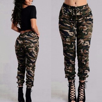 ZANZEA Design 2016 Autumn Women Camouflage Printed Sport Pants Trousers Military Elastic Waist Pants Plus Size S-3XL - Intl  