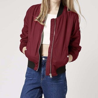 ZANZEA European Style Womens Retro Long Sleeve Coat Plus Size Chaquetas New O-Neck Short Zipper Slim Bomber Casual Jackets (Wine Red) - intl  