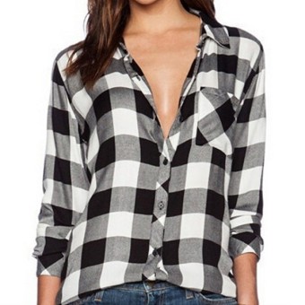 ZANZEA Fashion Women Casual Long Sleeve Lapel Button Plaid Check T-Shirt Tops Blouse zanzea_top Grid  