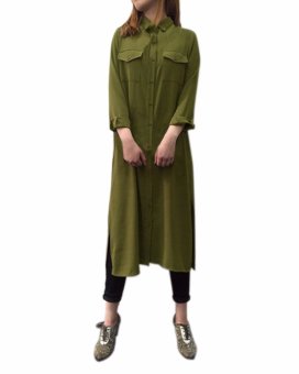 ZANZEA Ladies Long Sleeve Casual Loose Cardigan Coat Split Dress  