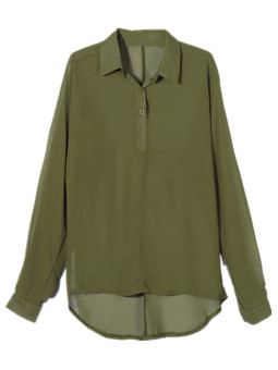 ZANZEA Plus Size Girls Sheer Chiffon Collar Batwing Sleeve Baggy Shirt Blouse Cardigan Green - Intl  