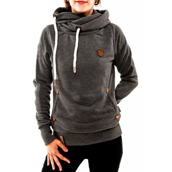 ZANZEA Winter Autumn Women Casua l Hoodies Sweatshirt Female Fashion Warm Hooded Tops Long Sleeve Loose Pullovers Plus Size DarkGray - intl  