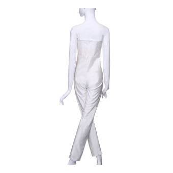 Zanzea Women Bandage Bodycon Clubwear V Neck Pants Jumpsuit Romper (White)  