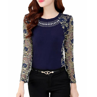 ZANZEA Women Elegant Damen Spitze Floral Strass Lace T-Shirt  