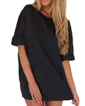 Zanzea Women Loose T Shirt A-line Dress Casual Blouse Black  