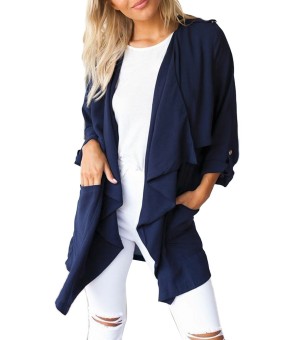 ZANZEA Women New Chiffon Long Folding Sleeve Kimono Coats  