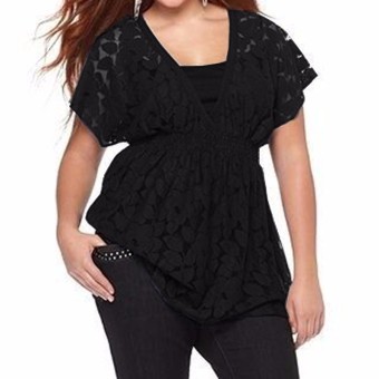 ZANZEA Women Plus Lace Crochet Blouse Lining Tank Tops Cami Vest Shirt Loose Tee Black - intl  
