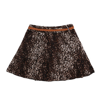 ZANZEA Women Retro High Waist Pleated Chiffon Printing Sheer Short Mini Skirt (Leopard)  