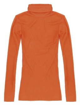 ZANZEA Women Sexy Slim Turtle Neck Gauze Long Sleeve Shirt Top Blouse (Orange) - intl  