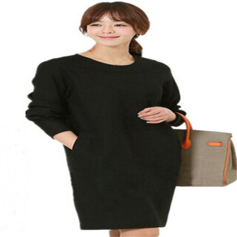 ZANZEA Womens Long Sleeve Round Collar Solid Color Loose Cotton Mini Dress  