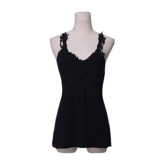 ZANZEA Women's Summer Lace Stitching Bodycon T-Shirt Tank Tops Vest Blouse Black  