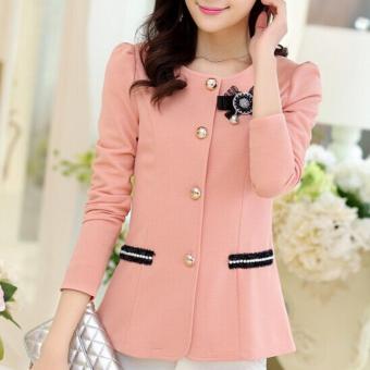 ZH Shopping Ms. Han edition cultivate one's morality joker long-sleeved suit Pink - intl  