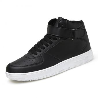 ZHAIZUBULUO Fashion Leather Hight Cut Men's Casual Shoes (Black) - intl  