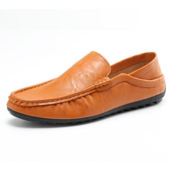 ZHAIZUBULUO Fashion Leather Slip On Casual Shoes Men Driving Moccasins Loafers(Orange) - intl  