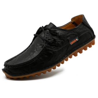 ZHAIZUBULUO Men Casual Leather Flats Shoes BXT-9989 Black - intl  