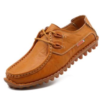 ZHAIZUBULUO Men Casual Leather Flats Shoes BXT-9989 Brown - intl  