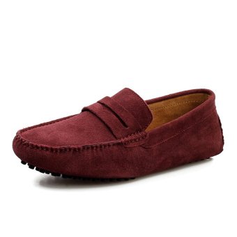 ZHAIZUBULUO Men Fashion Flats Shoes Casual Leather Tod's Boat shoes LX-2088(Red)   