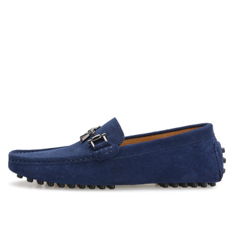 ZHAIZUBULUO Men Fashion Flats Shoes Casual Leather Tod's Boat shoes LX-6888(Blue)   