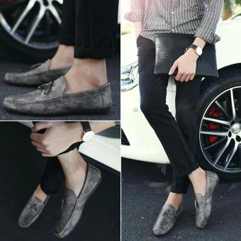 ZHAIZUBULUO Men Fashion PU Leather Loafers Shoes?Grey? - intl  