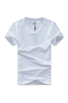 ZHENGQI Men's Plain Casual T-shirt (White) (Intl)  