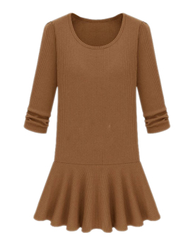 ZigZagZong 3/4 Sleeve Women's Knitting Pleated Mini Sweater Dress Coffee (Intl)  