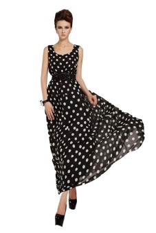 ZigZagZong Chiffon Maxi Sleeveless Dress (Black) - Intl  