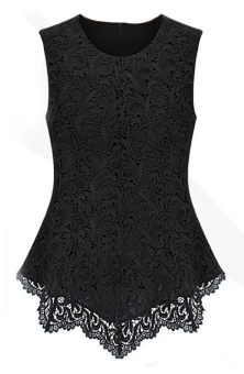 ZigZagZong Hollow Out Lace Floral Sleeveless Women's Casual Vest Top Shirt Blouse Black (Intl)  