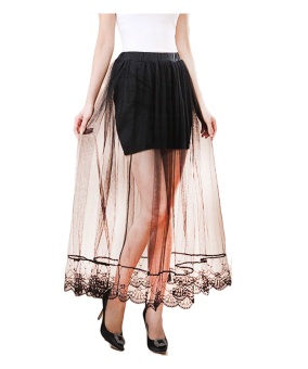 ZigZagZong Lace Gothic Maxi Skirt (Black) (Intl)  