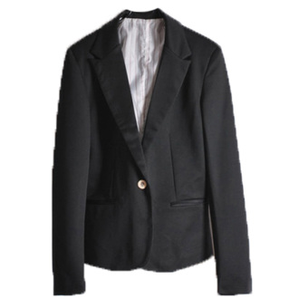 ZigZagZong One Button Women's Lapel Suit Blazer Jacket Outerwear Black (Intl)  