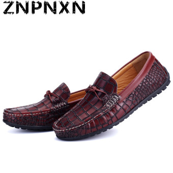 ZNPNXN Leather Men's Fashion Lofers Shoes (Burgundy)  