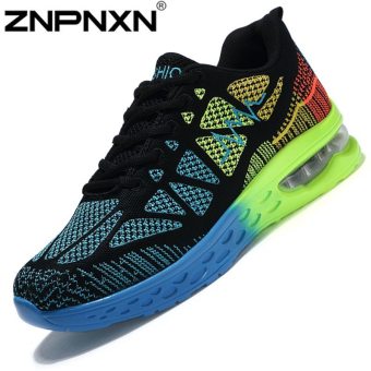 ZNPNXN Men's Casual Sports Shoes Lace-Up Shoes (Black/Blue)  