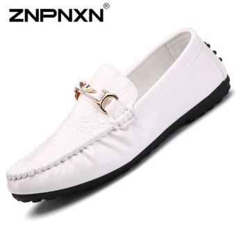 ZNPNXN Men's Fashion Casual Loafers Shoes Peas Shoes (White)  