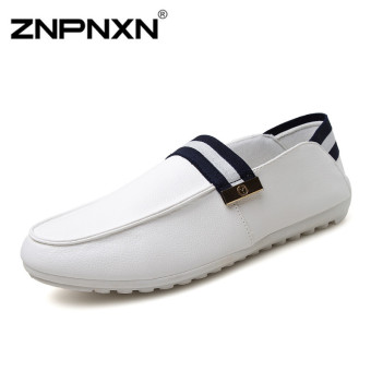 ZNPNXN Men's Fashion Fashion Loafers Leather Shoes Slip-ons Shoes Walking Shoes (white)  