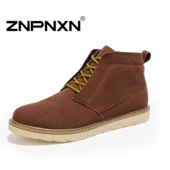ZNPNXN Men's Fashion High to help the shoes to help outsole rubber shoes (Khaki)  