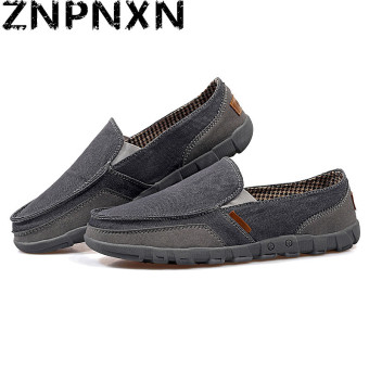 ZNPNXN Men's Fashion Round Toe Canvas Shoes Slip-Ons & Loafers Walking Shoes Office & Career Shoes (Black)  