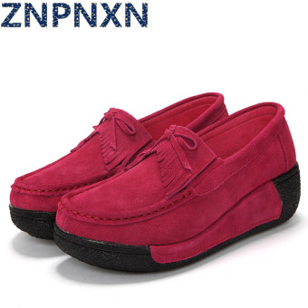 ZNPNXN Women's Fashion Wedges Suede Shoes (Red)  