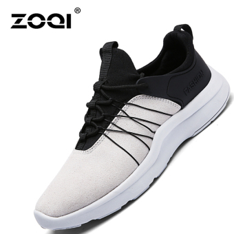 ZOQI cahaya mode Sepatu Kets Pria kulit Suede dengan desain yang populer (Abu-abu).  