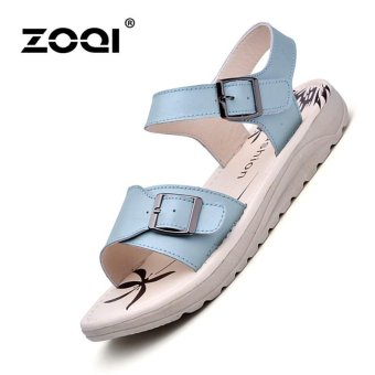ZOQI Fashion Women Leather Flat Sandals Light & Comfortable Sandals (Blue) - intl  