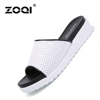 ZOQI Fashion Women Shoes Heels Mules Thick Bottom Heeled Sandals (White&Black) - intl  